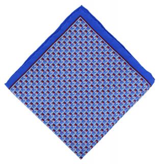 Blue Square Geo Silk Pocket Square