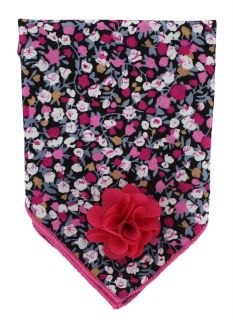Pink Flower Cotton Pocket Square & Lapel Pin Set