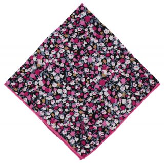 Pink Flower Cotton Pocket Square & Lapel Pin Set