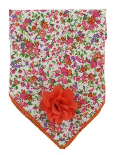 Orange Flower Cotton Pocket Square & Lapel Pin Set