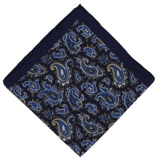 Brown & Navy 4 Pattern Silk Pocket Square