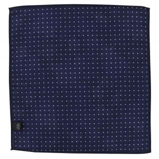 Navy & Blue Floral & Spot Double Sided Silk & Cotton Pocket Square