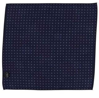 Navy & Red Floral & Spot Double Sided Silk & Cotton Pocket Square
