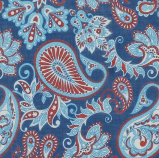 Blue & red Paisley Linen Pocket Square