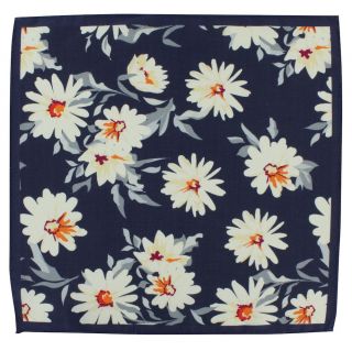 Cream Large Flower Silk & Cotton Pocket Square