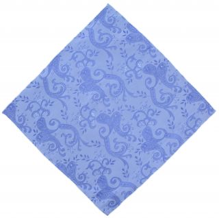 Mid Blue Large Paisley Silk Pocket Square