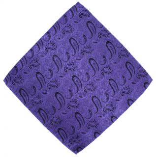 Purple Twill Paisley Silk Pocket Square