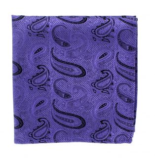 Purple Twill Paisley Silk Pocket Square