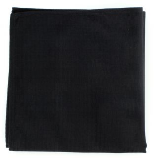 Black Plain Twill Silk Pocket Square