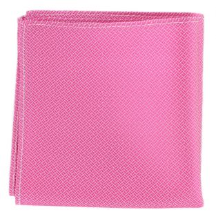 Pink Basket Weave Silk Pocket Square