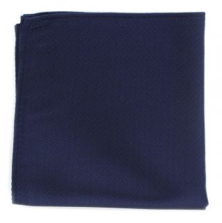 Navy Basket Weave Silk Pocket Square