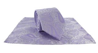 Lilac Tonal Paisley Tie & Pocket Square Set