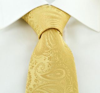 Gold Tonal Paisley Tie & Pocket Square Set
