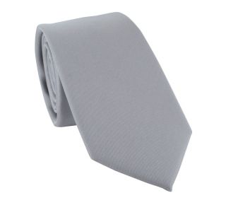 Boys Light Grey Plain Tie & Pocket Square Set