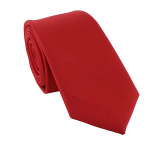 Boys Bright Red Plain Tie & Pocket Square Set