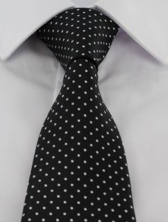 Black & White Spot Tie & Pocket Square Set 