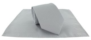 Silver Semi Plain Tie & Pocket Square Set