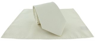 Cream Semi Plain Tie & Pocket Square Set