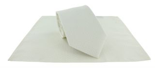 Ivory Semi Plain Tie & Pocket Square Set