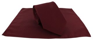Dark Red Semi Plain Tie & Pocket Square Set