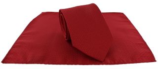 Bright Red Semi Plain Tie & Pocket Square Set