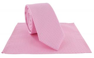 Boys Pink Semi Plain Tie & Pocket Square Set