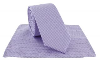 Boys Lilac Semi Plain Tie & Pocket Square Set