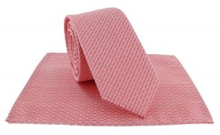 Boys Coral Semi Plain Tie & Pocket Square Set
