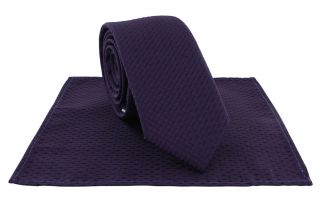 Boys Purple Semi Plain Tie & Pocket Square Set