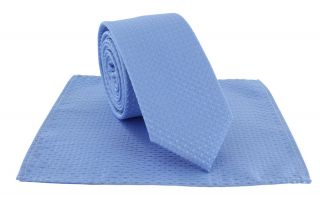 Boys Light Blue Semi Plain Tie & Pocket Square Set