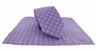 Lilac Outline Neat Polyester Tie & Pocket Square Set