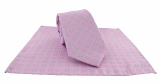 Pink Outline Neat Polyester Tie & Pocket Square Set