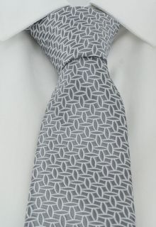 Grey Outline Geometric Tie & Pocket Square Set