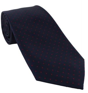 Navy with Red Pin Dot Tie & Pocket Square Set