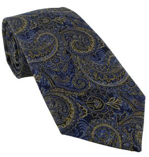 Blue & Yellow All Over Paisley Tie & Pocket Square Set