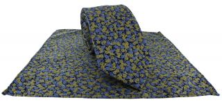Yellow Blurred Floral Tie & Pocket Square Set