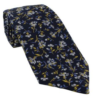 Yellow Irregular Floral Tie & Pocket Square Set