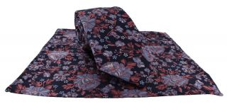 Coral Outline Floral Tie & Pocket Square Set