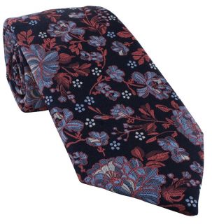 Coral Outline Floral Tie & Pocket Square Set
