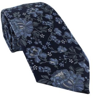 Grey Outline Floral Tie & Pocket Square Set
