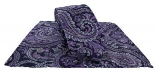 Purple Paisley Tie & Pocket Square Set