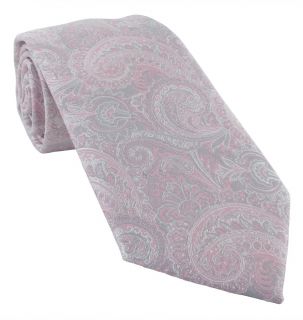 Pink Elegant Paisley Tie & Pocket Square Set