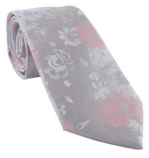 Pink Floral Wedding Tie & Pocket Square Set