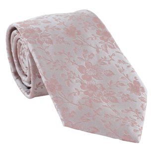 Dusty Pink Delicate Floral Wedding Tie & Pocket Square Set