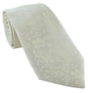 Cream Delicate Floral Wedding Tie & Pocket Square Set