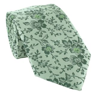 Sage Delicate Floral Wedding Tie & Pocket Square Set