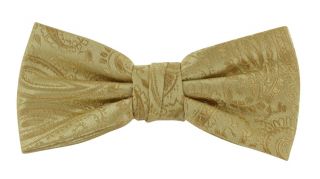 Gold Tonal Paisley Bow Tie & Pocket Square Set