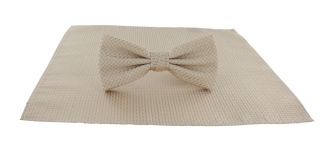 Taupe Semi Plain Bow Tie & Pocket Square Set