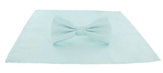 Mint Semi Plain Bow Tie & Pocket Square Set
