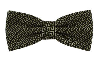 Gold Retro Pattern Lurex Bow Tie & Pocket Square Set